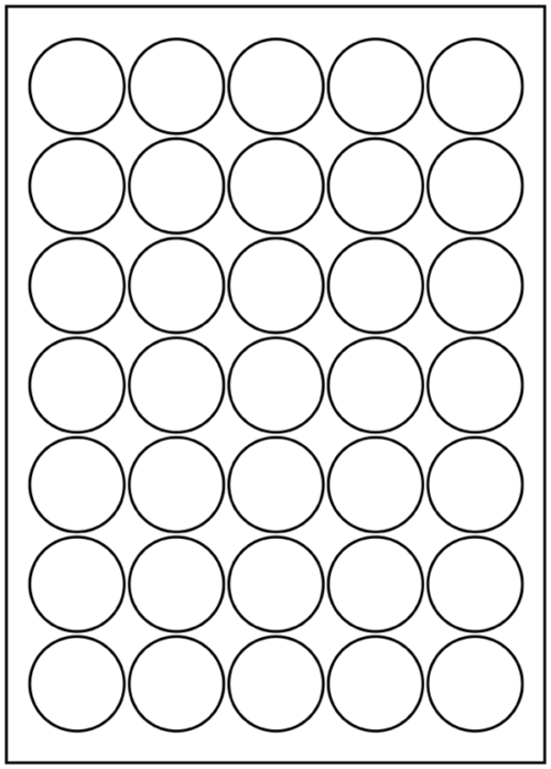 35 Labels Per Sheet 37mm Diam