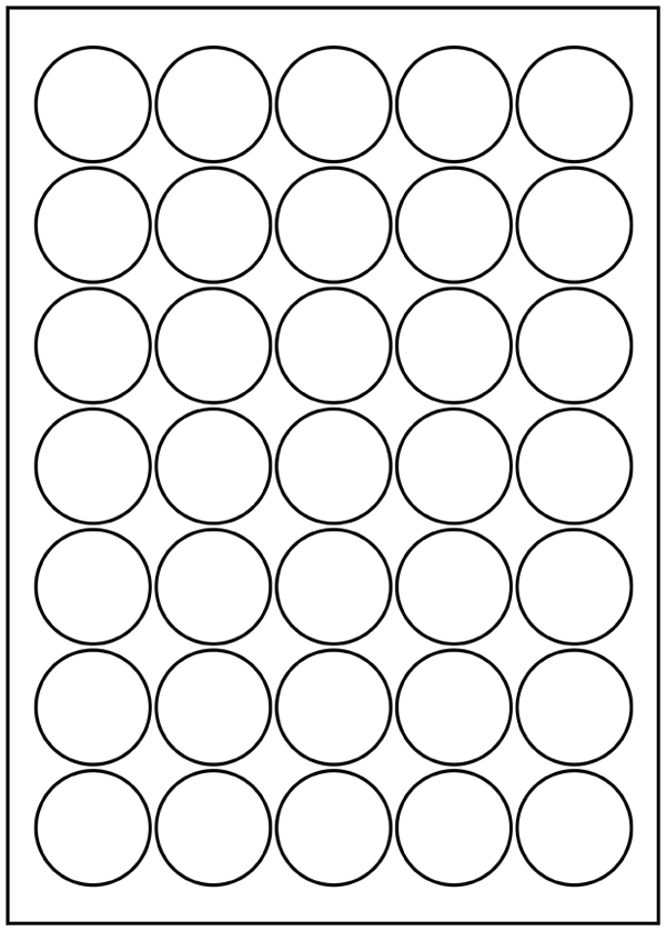 35 Labels Per Sheet 37mm Diam