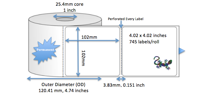 Direct Thermal 102 x 102mm